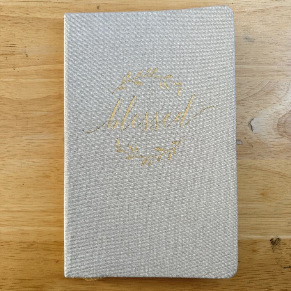 Eccolo Blessed Christian Journal Notebook Bible Verse Cream Cloth Embossed Cover